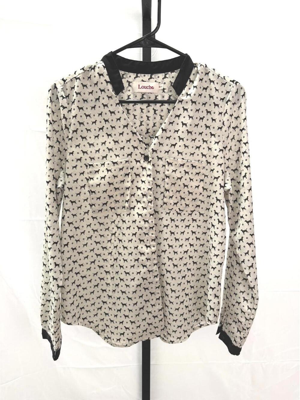 Louche Women's Long Sleeve Blouse with Dog Print